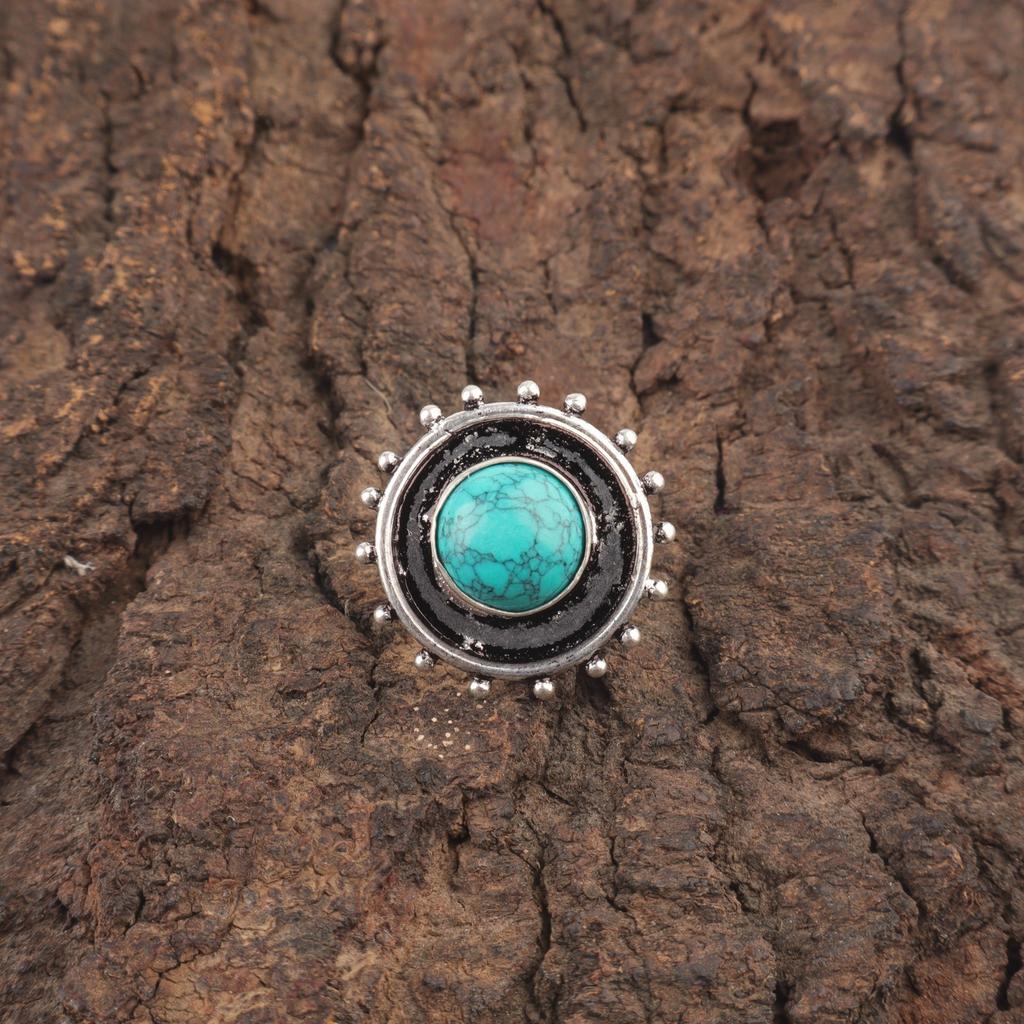 Natural Blue Copper Turquoise 925 Sterling Silver New Cocktail Boho Ring Jewelry RR-49-34
