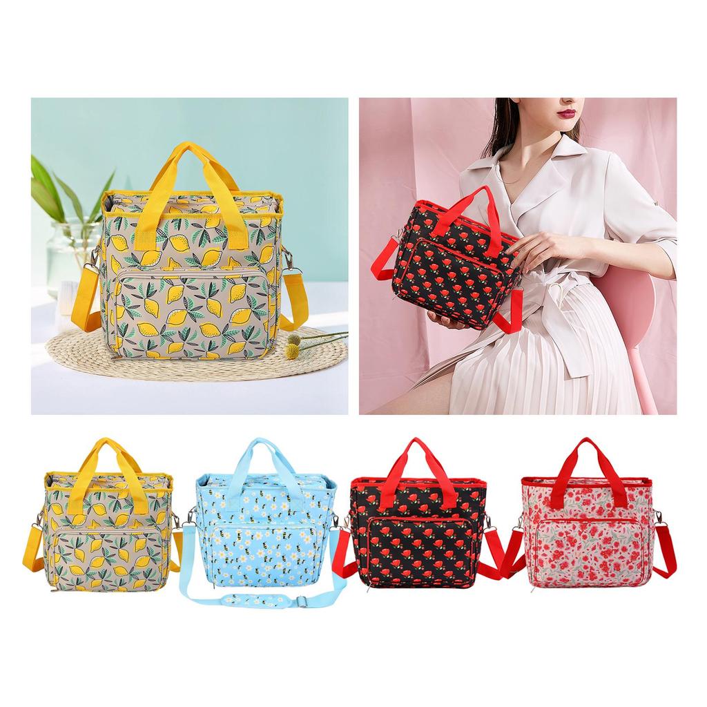 Yarn Storage Tote Bag with Zipper Closure Embroidery Bag Durable Crochet Bag