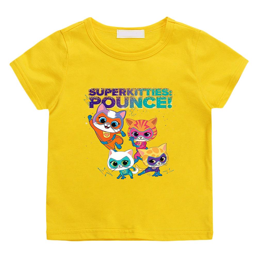 2026 NUOVA T-shirt Anime con Stampa SuperKitties 100% Cotone T-shirt Casual per Bambini e Bambine Top Girocollo Divertente T-shirt Manica Corta Magliette Manga Abbigliamento Estivo