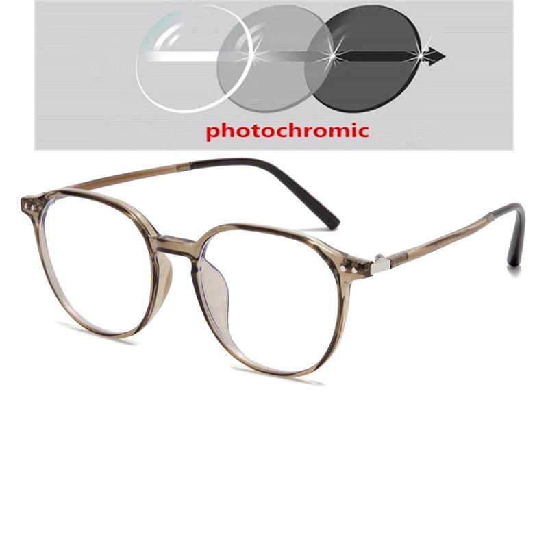 Transparent Tea Frame Oval Myopic Glasses Women 156 Single Anti Blue Rays Prescription Spectacles Diopter 0 -0.5 -0.75 To -6