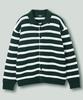 Nodu Scalloped Stripe Collar Knit Cardigan [Green]