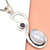 Silver Necklace Moonstone  Gifted Rainbow Jewelry Pendant Gemstone 18"