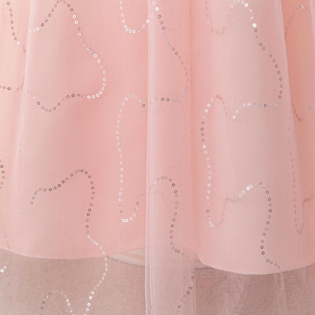 Girls' One-Shoulder Beaded Puff Skirt Evening Dress for Weddings