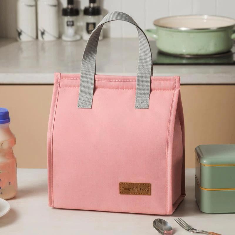 Durable Oxford Insulated Lunch Bag With Leakproof Thermal Lining Handle For Office School Picnic Travel