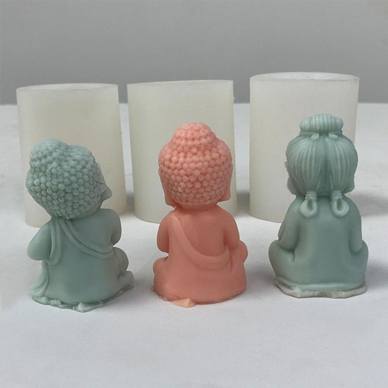 Buddhas Monk Shape Silicone Molds DIY Epoxy Resin Molds Table Ornament Mould Candle Plasters Making Tool Easy-to Clean