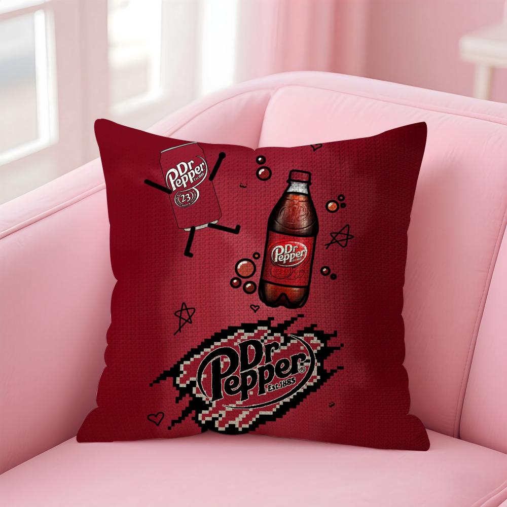Cherry Drink D-Dr-P-Pepper Cushion Cover Natural Linen Pillow Case Double-Sided Print Decorative Sofa Pillowcase Home Decor Gift
