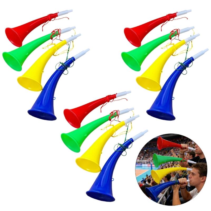 Pack Of 12 Random Color Plastic Horns Sports Party Supplies For Sports Game Cheering And Party Celebration