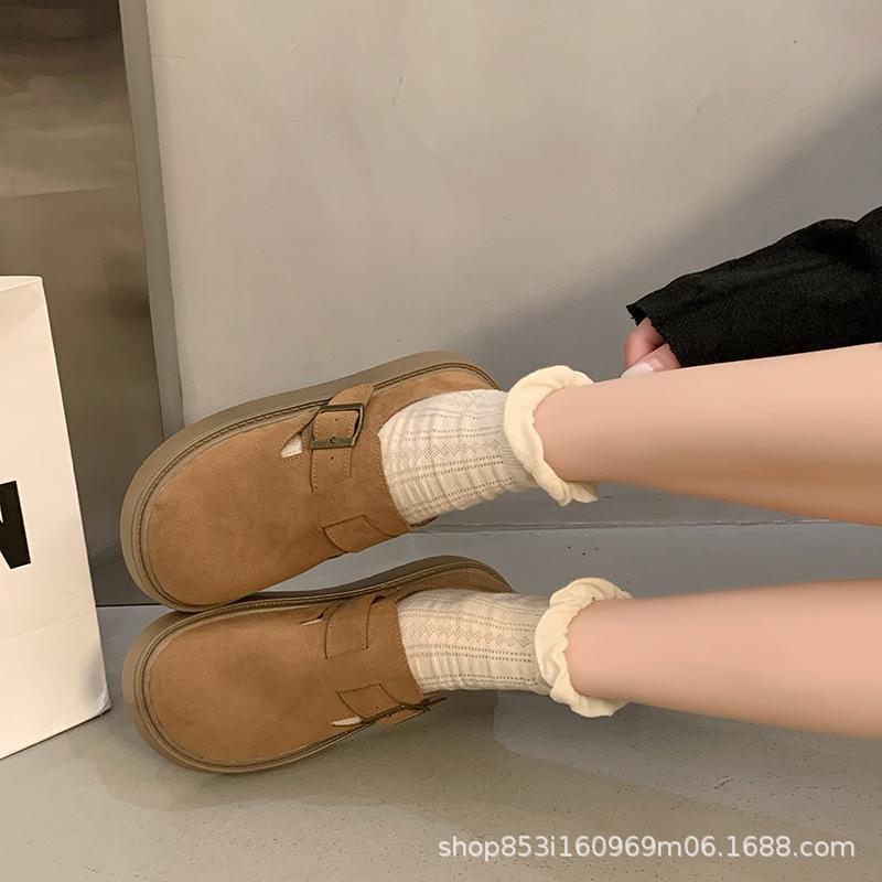 Retro platform lazy Polken single shoes women 2025 spring and autumn Korean version of the new one-pedal ugly cute big head single shoes women