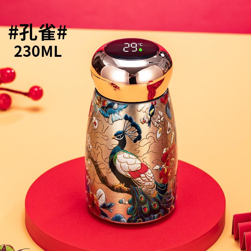 Retro high-value temperature display thermos cup portable small-capacity mushroom cup portable outdoor stainless steel pocket cup