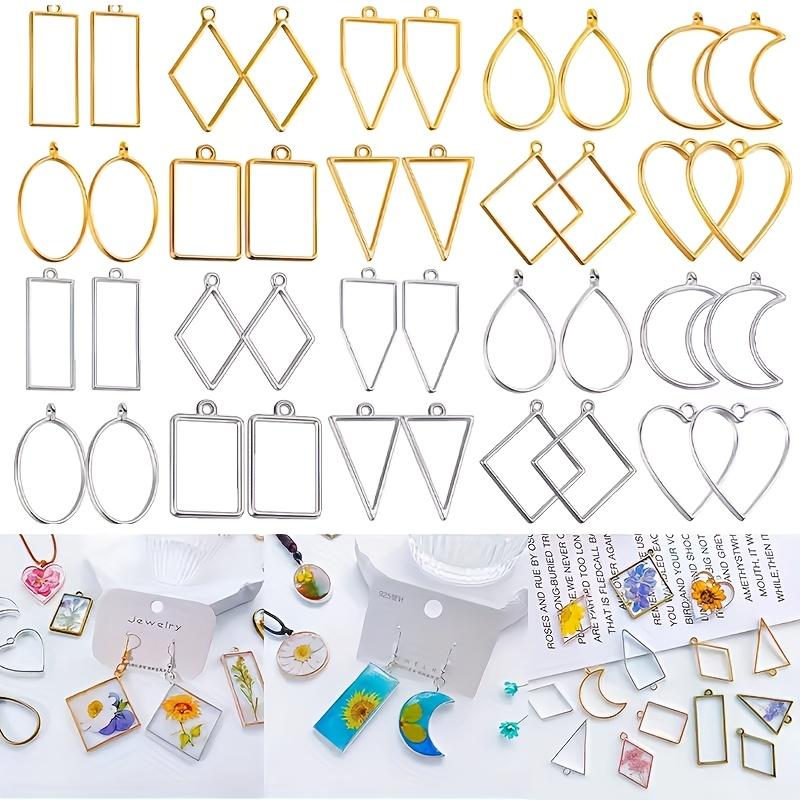 60Pcs/Lot Open Bezels For UV Epoxy Resin  Kit Hollow Frame Pendants Resin Craft Bezels Alloy Jewelry Molds For Resin Casting