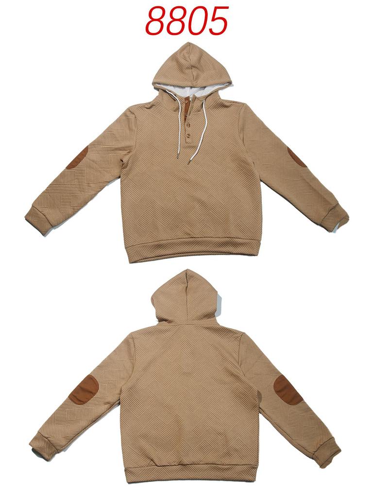 Men's Trendy Loose Hooded Jacquard Sweatshirt - Casual Long Sleeve Fashion Sportswear