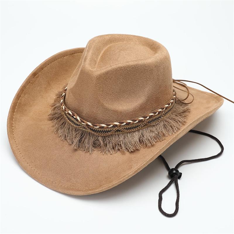 Suede hat woolen jazz hat British top hat solid color retro sunshade sun protection western cowboy hat