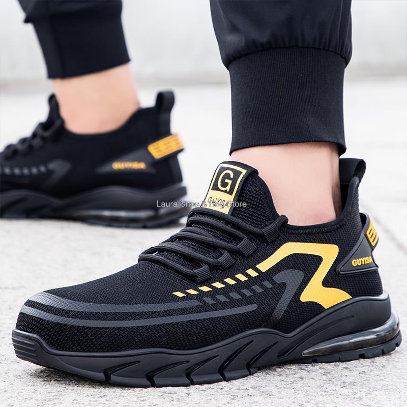 Fashion Summer new mesh safety shoes comfortable breathable work shoes male steel toe anti-smash construction work safety boots man 2024