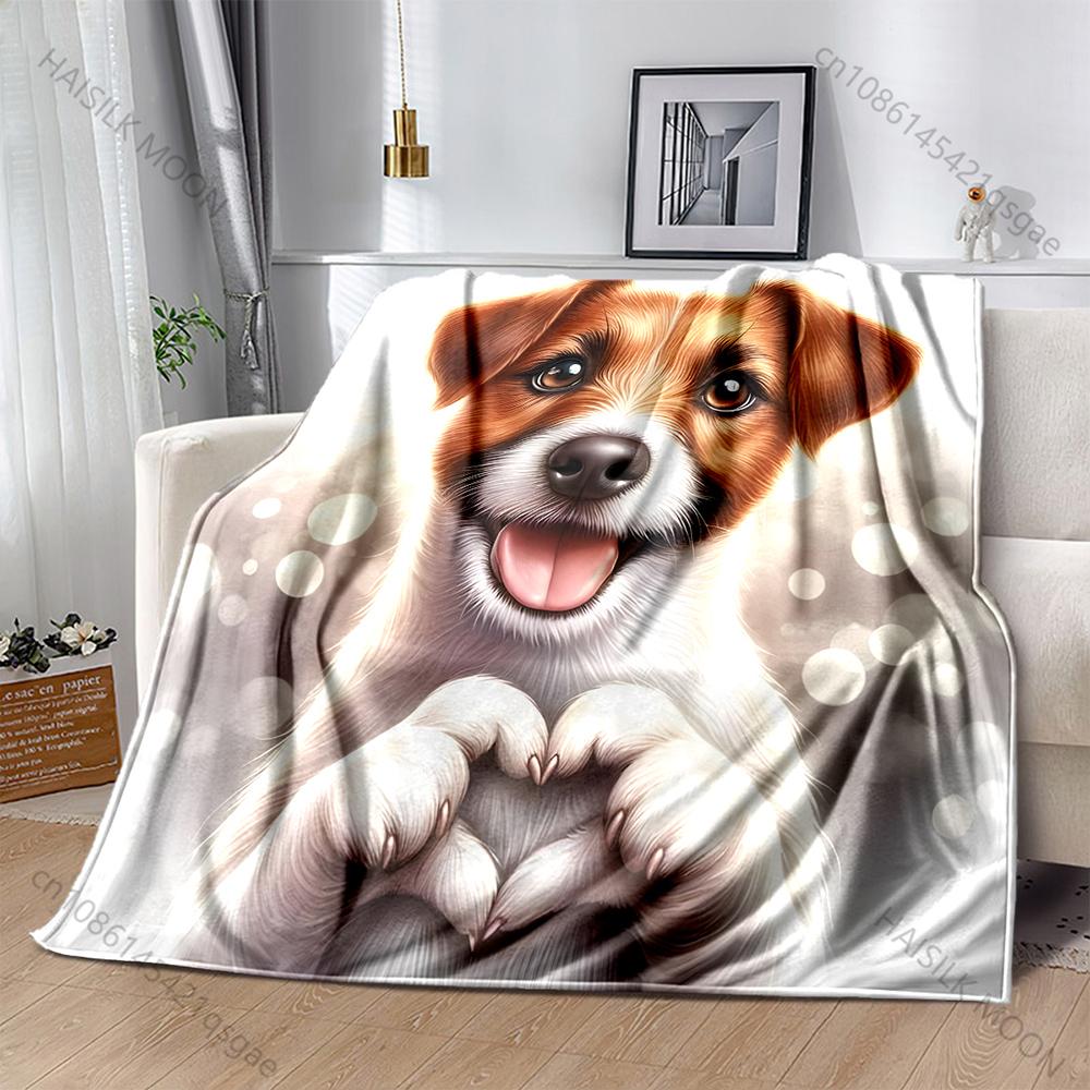1 szt. Jack Russell Terrier Than Love Print Koc Materiał Flanelowy Miękki Ciepły na Wszystkie Pory Roku, Dom Kemping Pikniki Na Zewnątrz