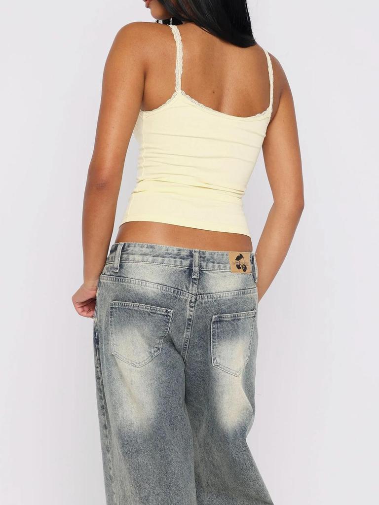 European Style Sleeveless Lace Trim Camisole - Slim Fit for a Flattering Look