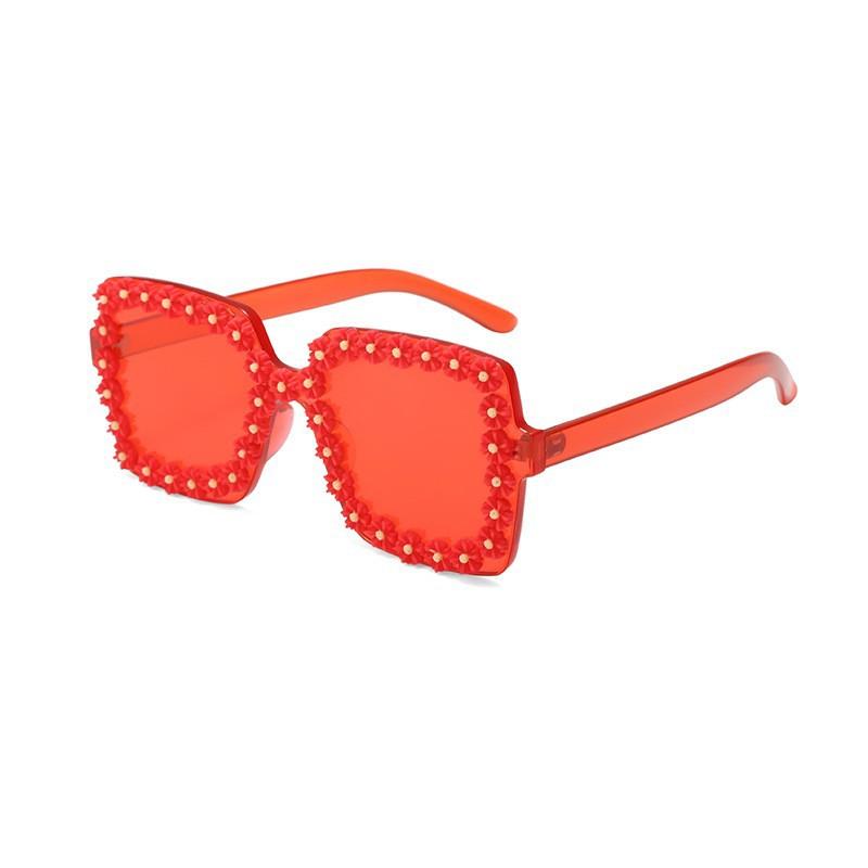 

Fashion Love Diamond-Encrusted Glasses Small Peach Frame Personalized Sticker Flower Sunglasses Trendy Beach Sunglasses