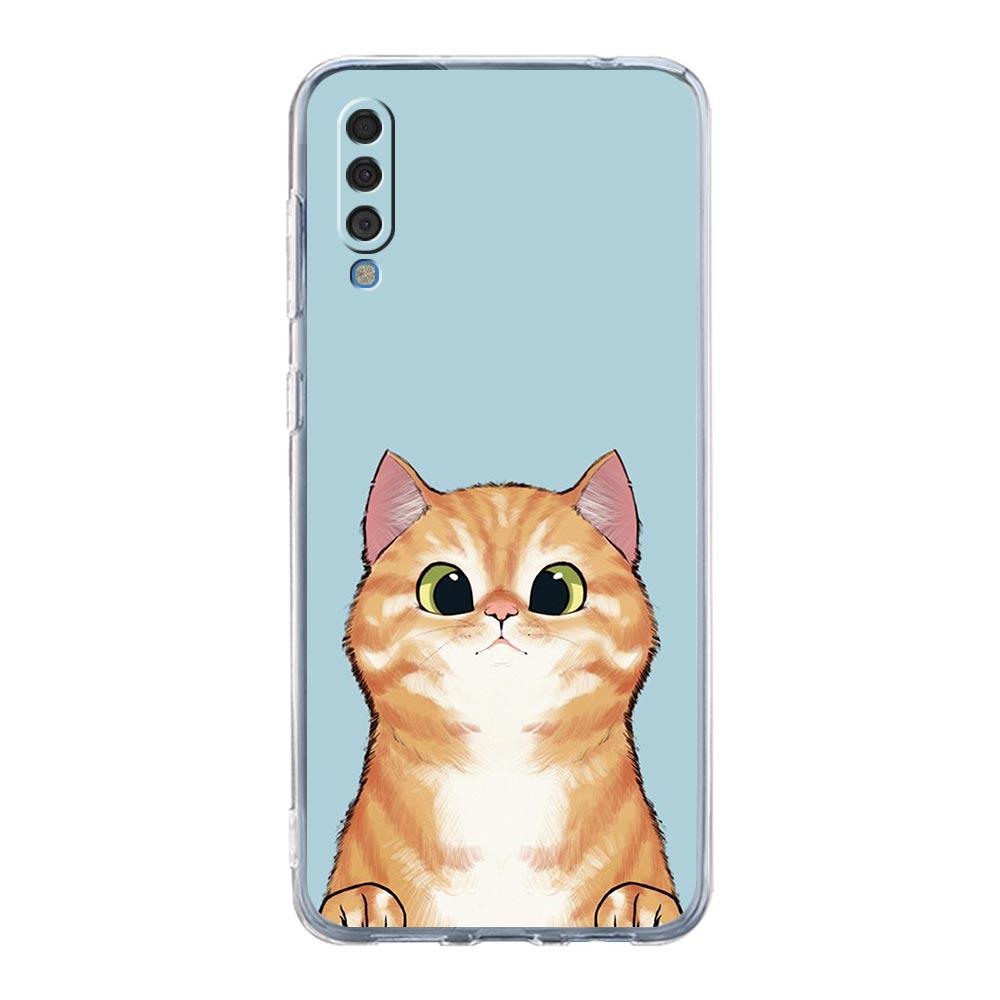 Phone Case For Samsung A14 A50 A70 A30 A40 A20E A10S A20S A02S A04S A12 A22 A32 A34 A42 A52 5G A54 Cat Cute Kitten Cartoon Cover