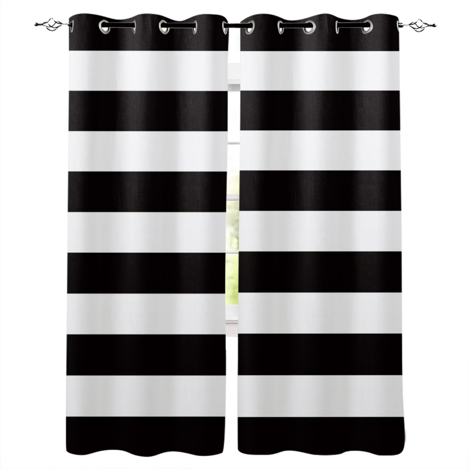 

Simple Black and White Stripes Checkerboard Abstract Window Curtains Suitable for Kids Bedroom Space Living Room Restroom Kicthen Door Hall 2pieces W50 X H130(CM)X2&Hook