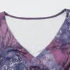French Romantic Purple V-Neck Pleated Waist Retro Top with Long Sleeves