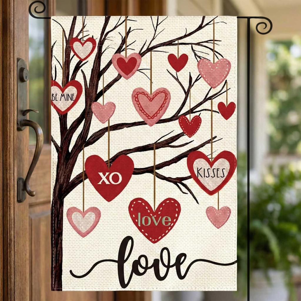 Valentine's Day Garden Flag Outdoor Date Party Decoration Flag Love Print House Door Welcome Flag