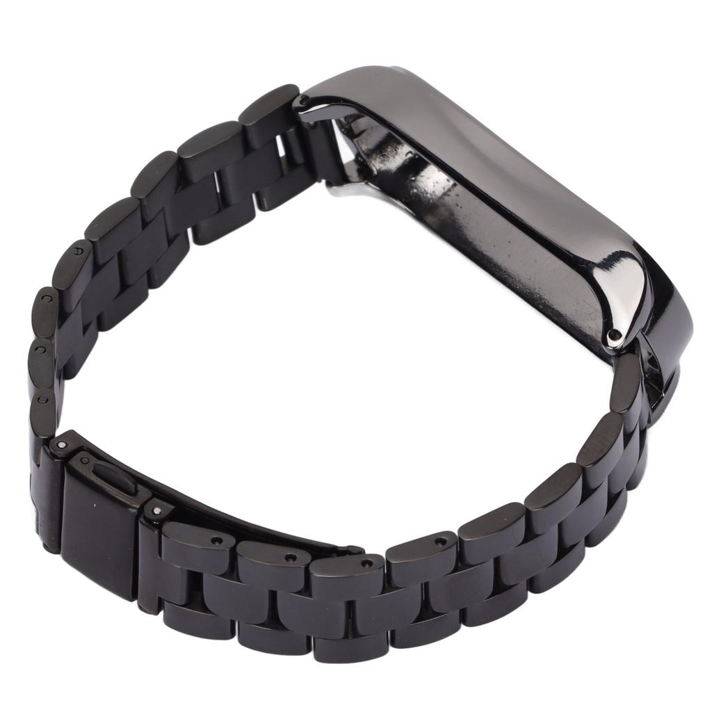 Smartwatch Armband Edelstahl Anti-Verlust mit Doppelschnalle Faltschließe für Mi Band 6Schwarz