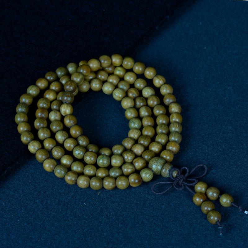 Green Sandalwood Submerged Old Material Guanyin Buddha Beads Log Sandalwood 108 Rosary Beads Cultural Play Gift Bracelet