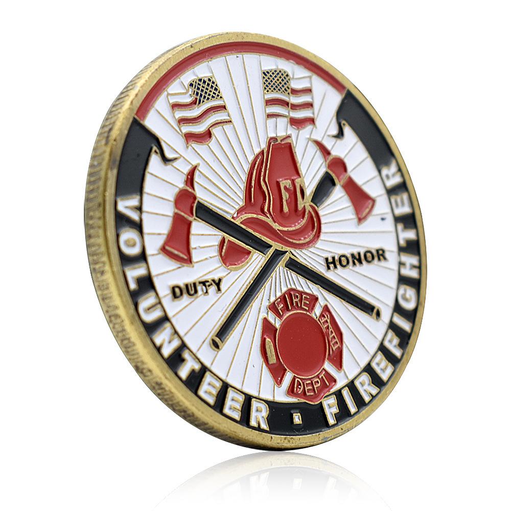 Volunteer Firefighters Challenge Coin Honor Badge Bronze Medal Commemorative Medal Home Decoration Festival Gift Souvenir