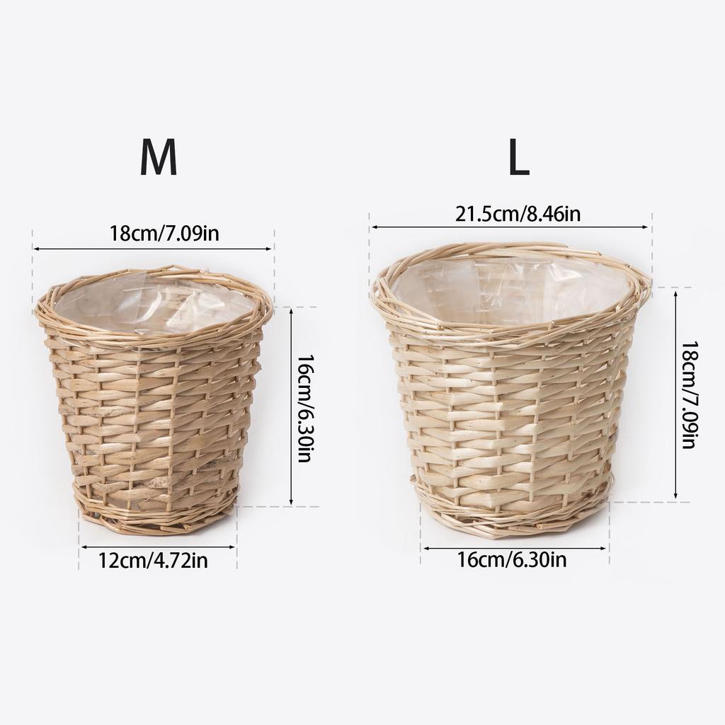 Handmade Woven Wicker Planter Flower Pots Perfect For Growing Herbs And Potted Plant Flower On Balcony and Bedroom