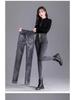 Women's High-Waisted Fleece-Lined Slimming Pencil Jeans - Autumn/Winter 2024 Straight-Leg Pants