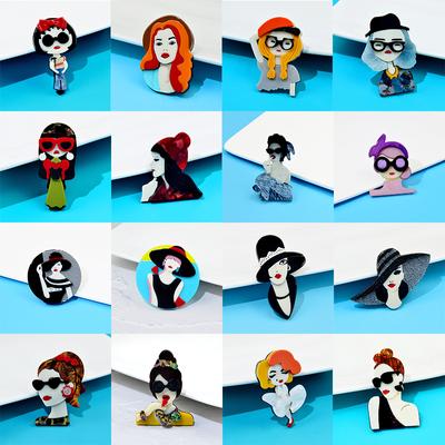 Broche para niña Diseño de moda Único Broche acrílico Decoraciones para disfraces y bolsos Pines de solapa Joyería Regalos Dibujos animados Lindo