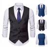 Men Suit Vest V-Neck Sleeveless Single-Breasted Suit Coat with Pockets Solid Color Slim Fit Formal Style Business Waistcoat