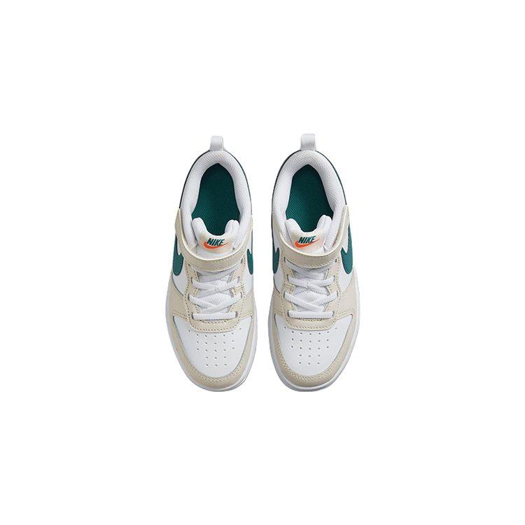 Nike Court Borough 2 Low Comfortable Low top Kids' Skateboarding Shoes White Green Children Aged 3 7 Years Old BQ5451-017