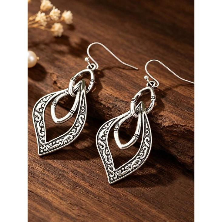 1 Pair Minimalist Vintage Bohemian Fashion Carved Hollow Alloy Earrings