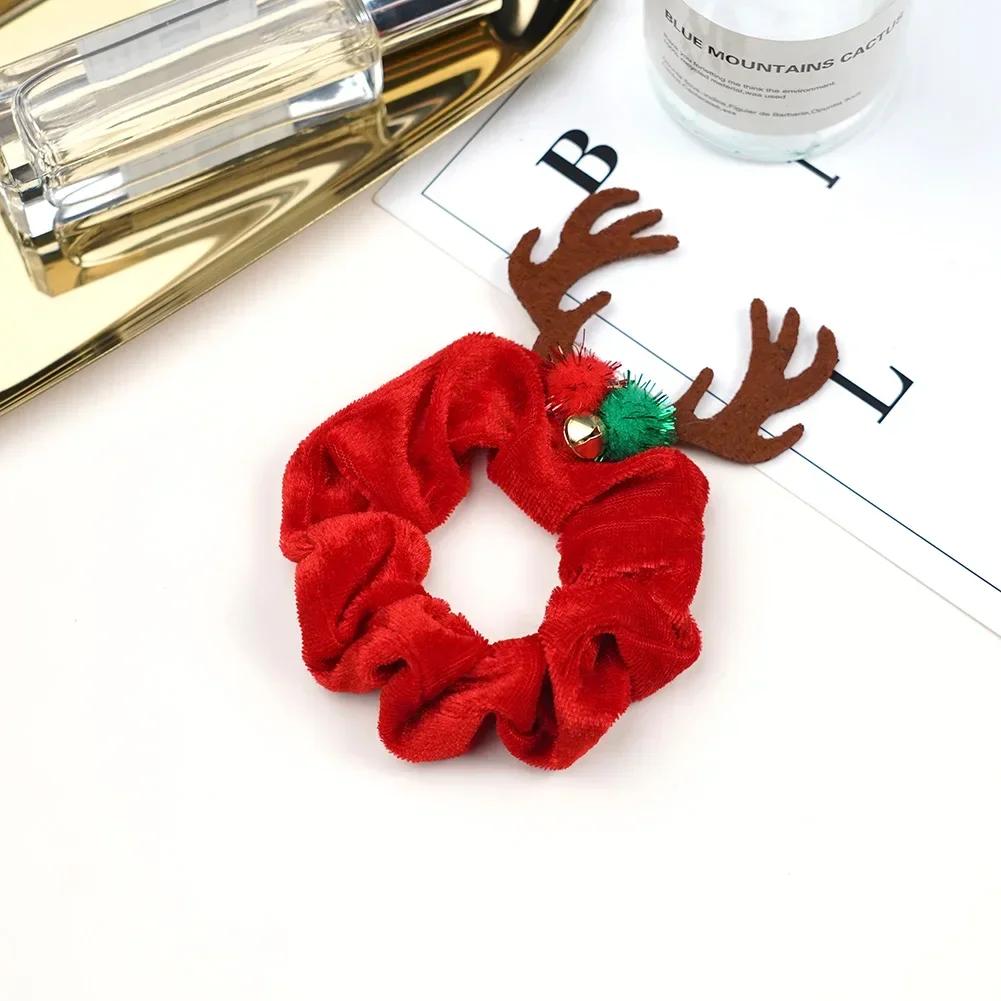 Cute Cartoon Bat Spider Demon Halloween Hair Scrunchies Christmas Elastic for Girls Antlers Hair Ring Horsetail Holder Headwear