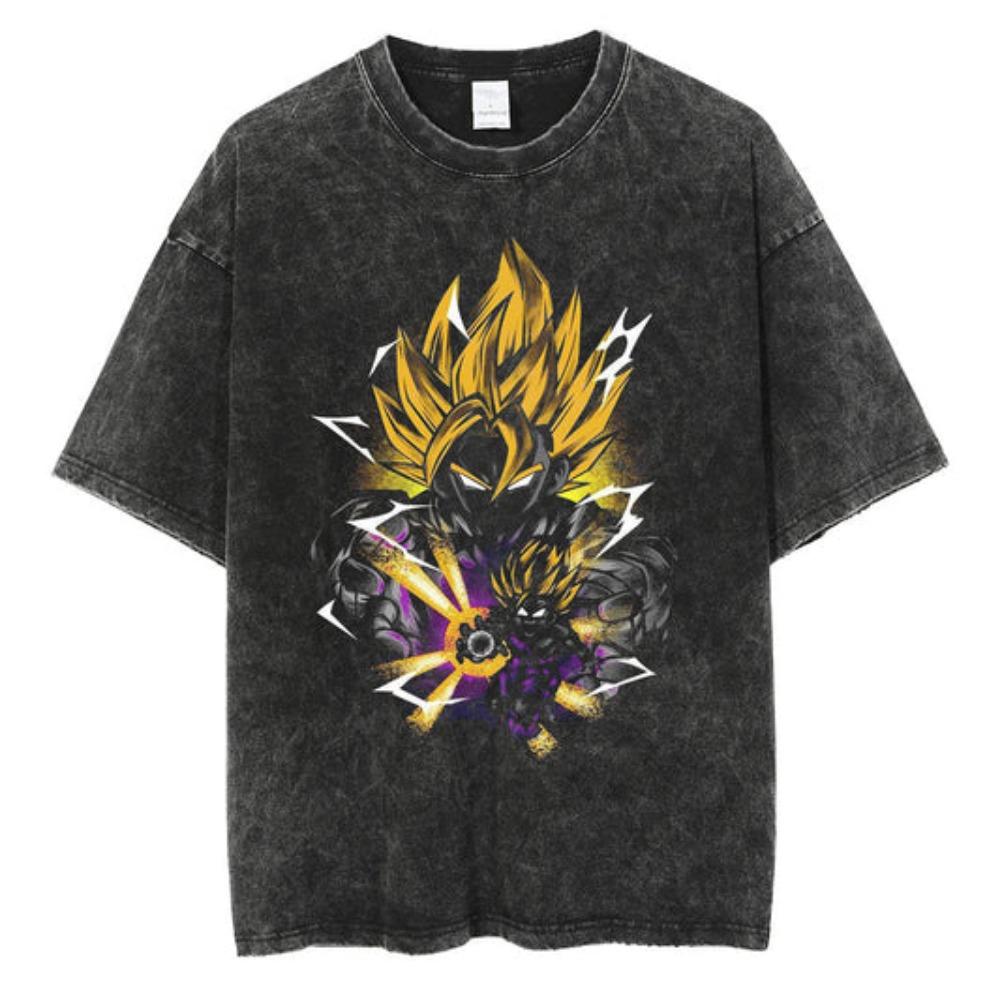 Vintage Washed Dragon Ball Anime T-shirt Man Women Short Sleeve Tee Streetwear Loose Casual Top Summer