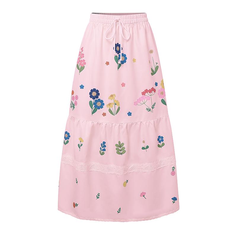 

ZANZEA Женские повседневные длинные юбки свободного кроя с эластичной талией и цветочным принтом 5XL розовый