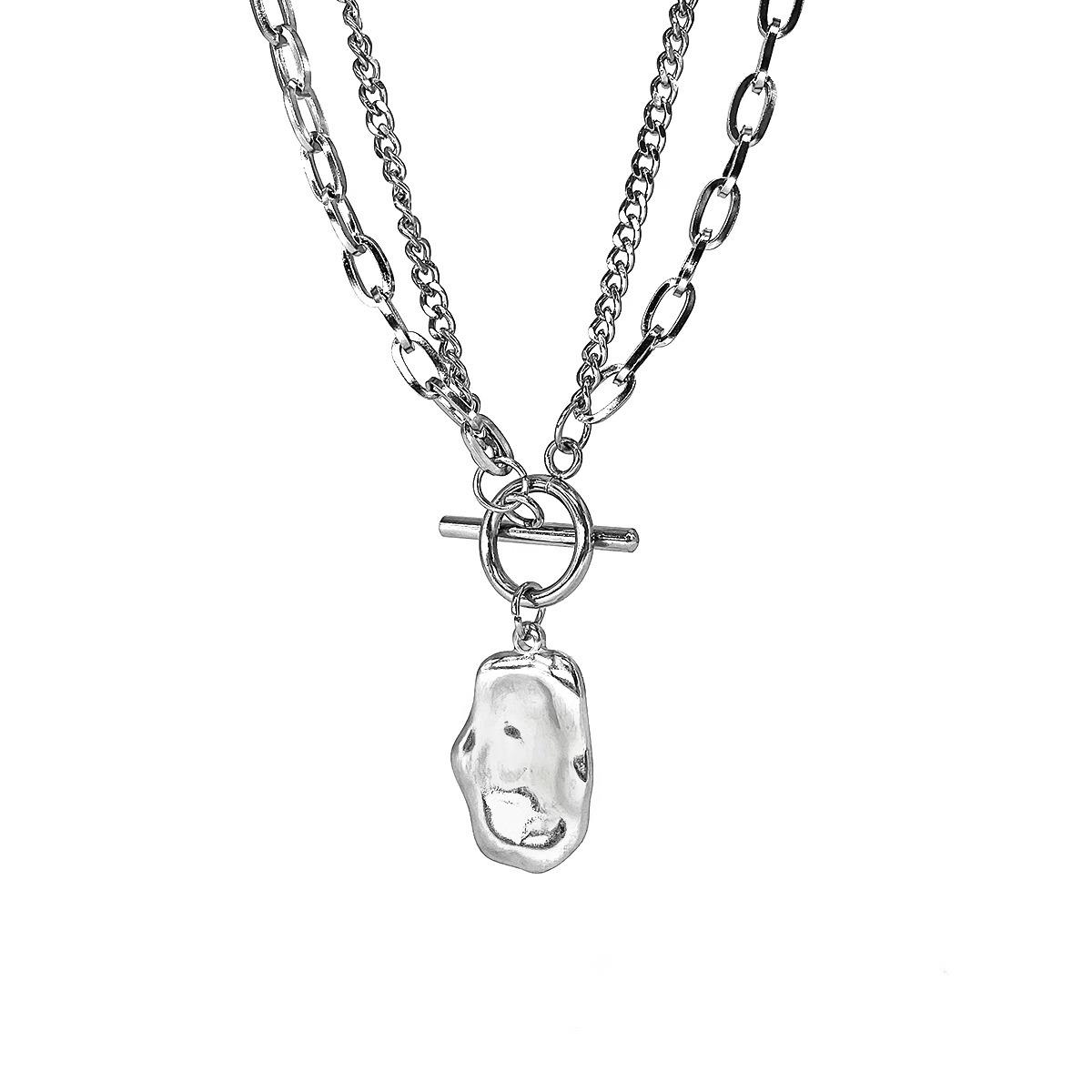 Luxury Double Layer Irregular Pendant Necklace - European & American Style Women s High-End Clavicle Chain