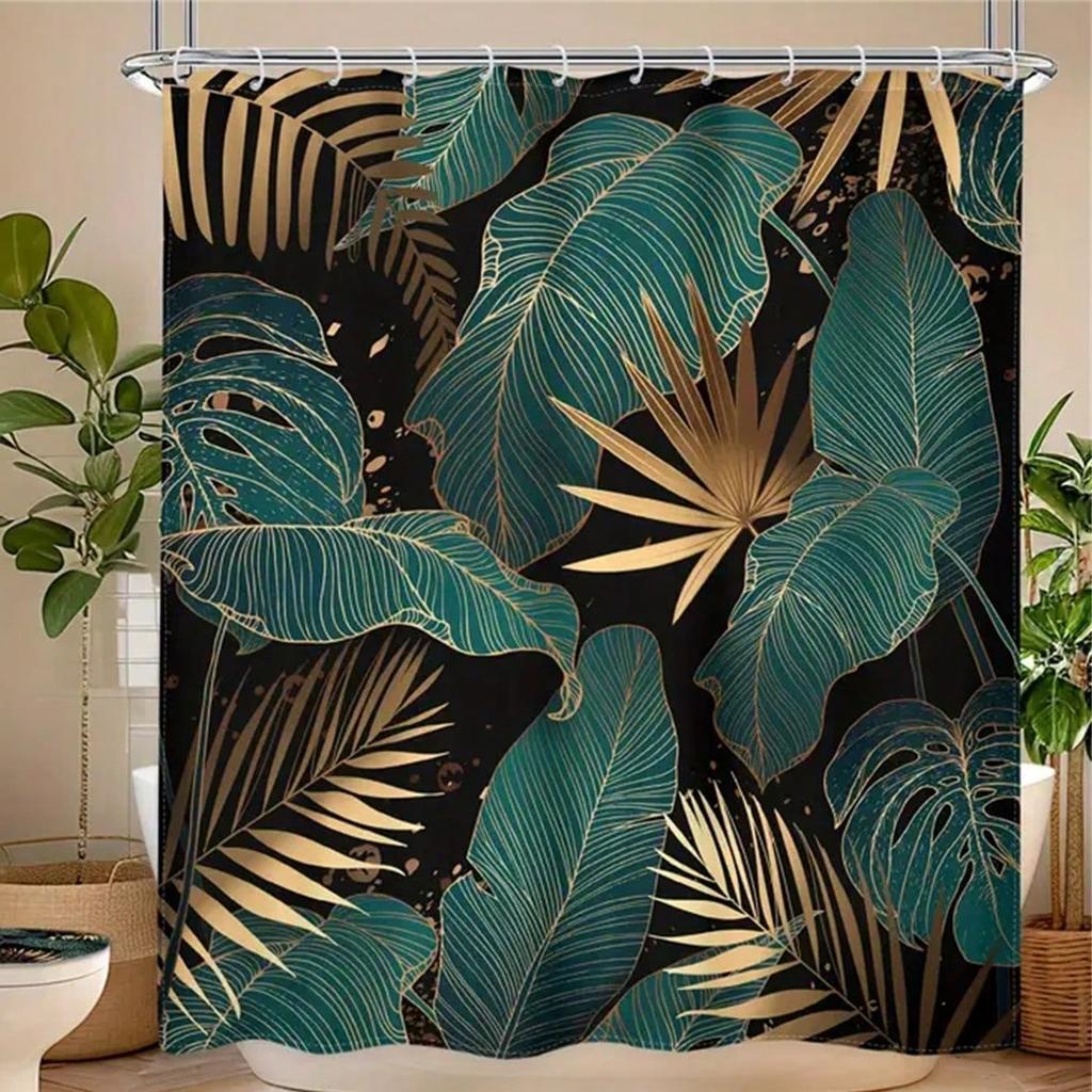Tropical Leaves Shower Curtain: Embrace the Exotic Design, Soft Fabric, and Lush Vibes for Your Stylish Bathroom