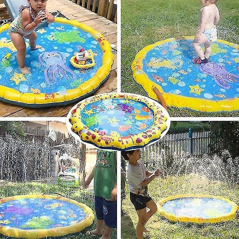 100cm Kinder Outdoor Lustige Spielzeuge Kinder Aufblasbar Rund Wasser Spritzspielbecken Spielende Sprinkler Matte Hof Wassersprühmatte