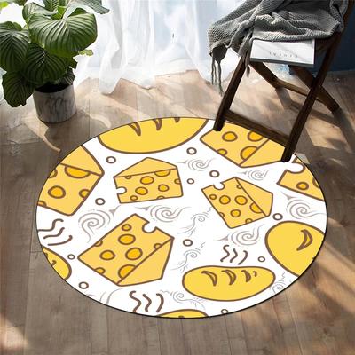 Delicious Food Print Round Carpet Cartoon Area Rug Soft Non-slip Circle Floor Mat for Bedroom Living Room Table Chair Sofa Decor