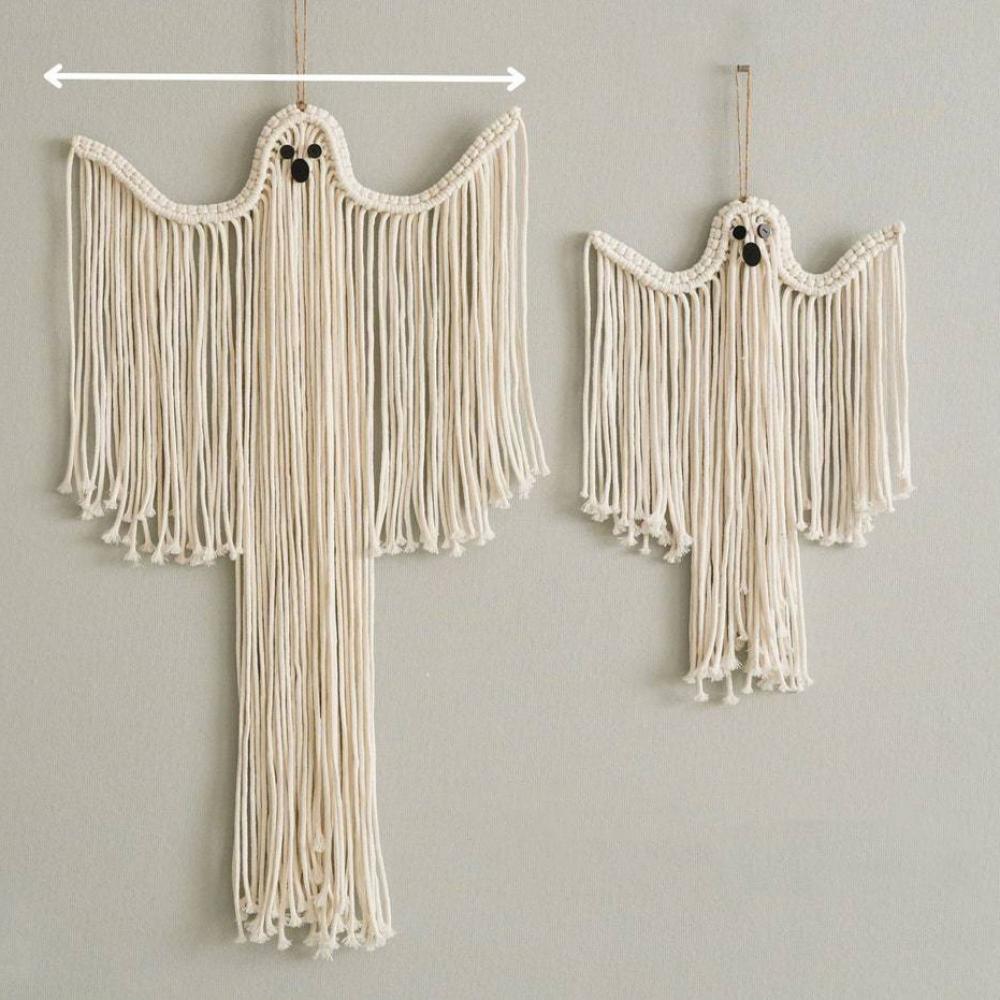 Cotton Halloween Decoration Hanging Ornaments Hand-woven White Ghost Wall Hanging Holiday Scene Arrangement Theme Party Supplies