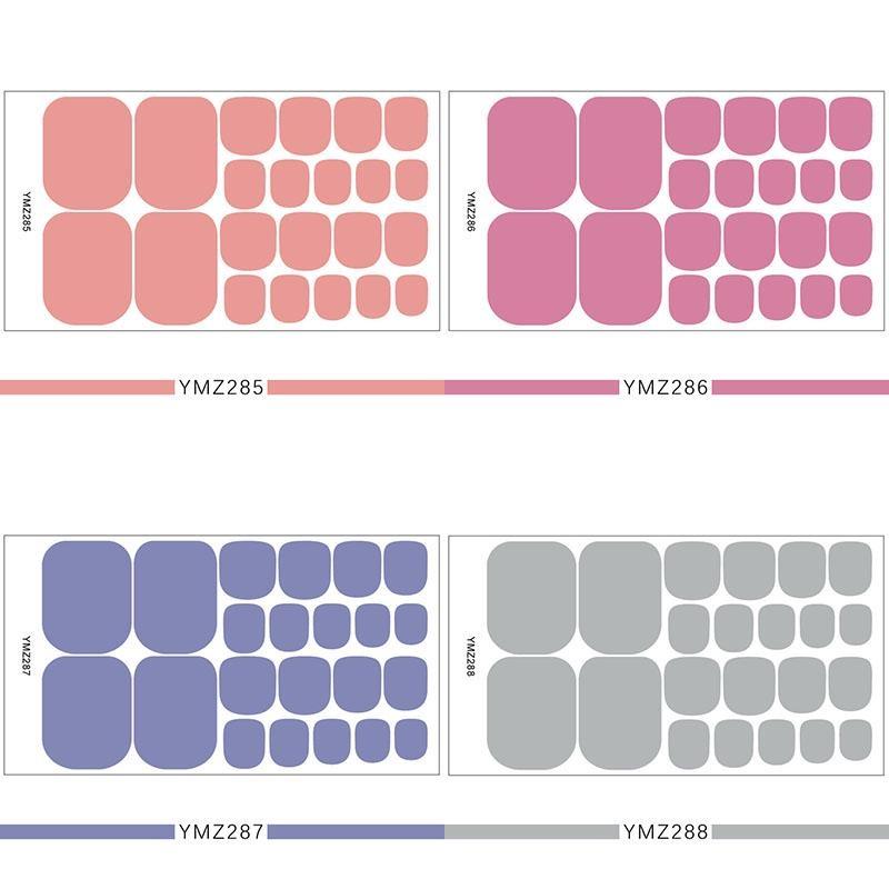 1PC Solid Color Toenail Polish Stickers Full Cover Waterproof  Toe Nail Patch Eco-friendly Long Lasting Toenail Decals Sticker(YMZ277-YMZ308)