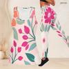 Women Plus Size Scoop Neck Sleeveless Floral Printed Tank Top And Fitted Pants Two Piece Set
