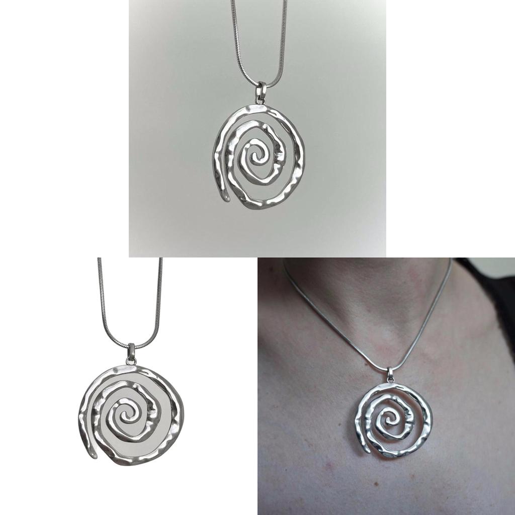 Bohemian Titanium Steel Snake Chain Necklace With Spiral Pendant For Women
