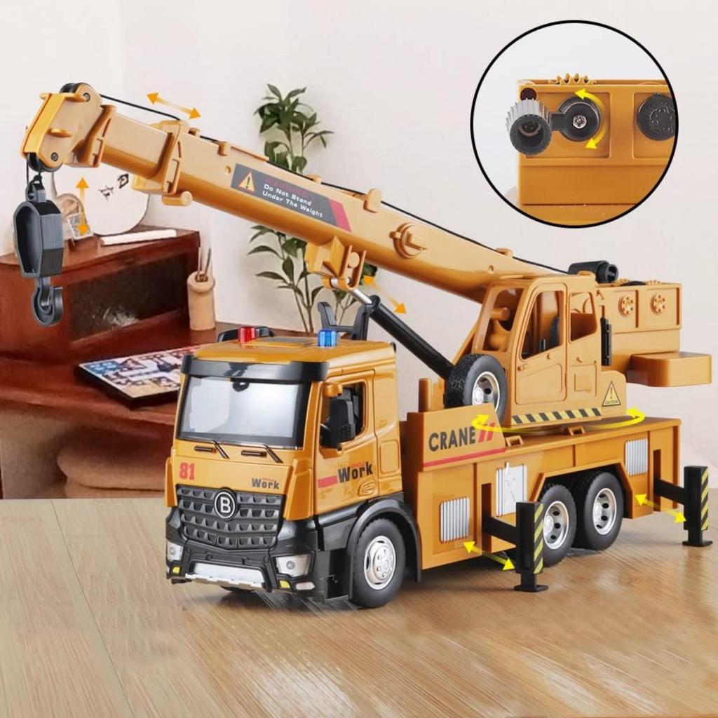 1/50 Crane Toy Metal DieCast Crane Model,Construction Truck Toys with Simulated Sounds and Lights,Suitable for Ages 3 and Up Toy Crane for Boys
