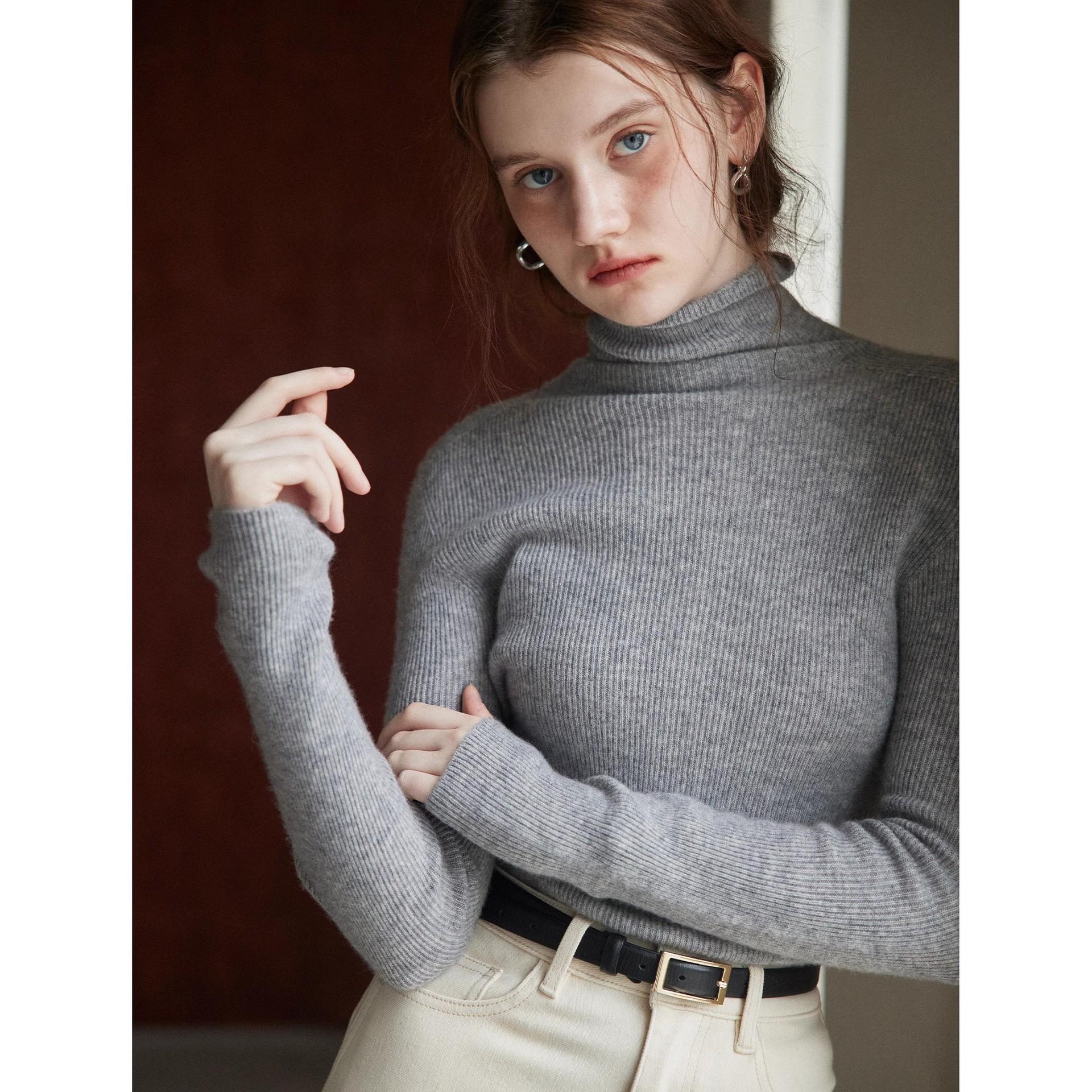 

Женский джемпер, однотонный, водолазка, вязаный свитер с длинным рукавом, теплый вязаный пуловер, джемпер S