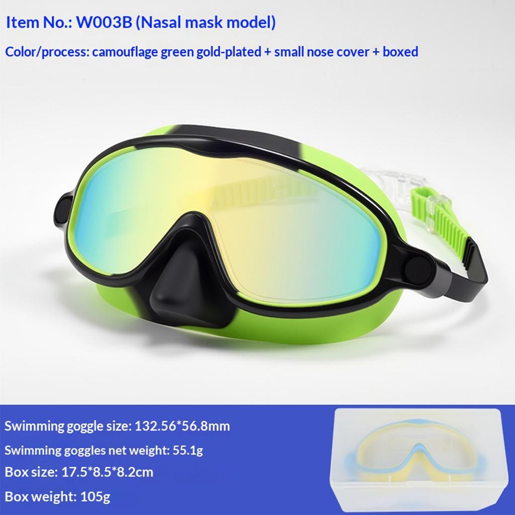 Kids Swim Goggles with Nose Cover Wide View Diving Glasses Snorkel Mask Comfort Fabric Strap Swimming Goggles for Boys & Girls