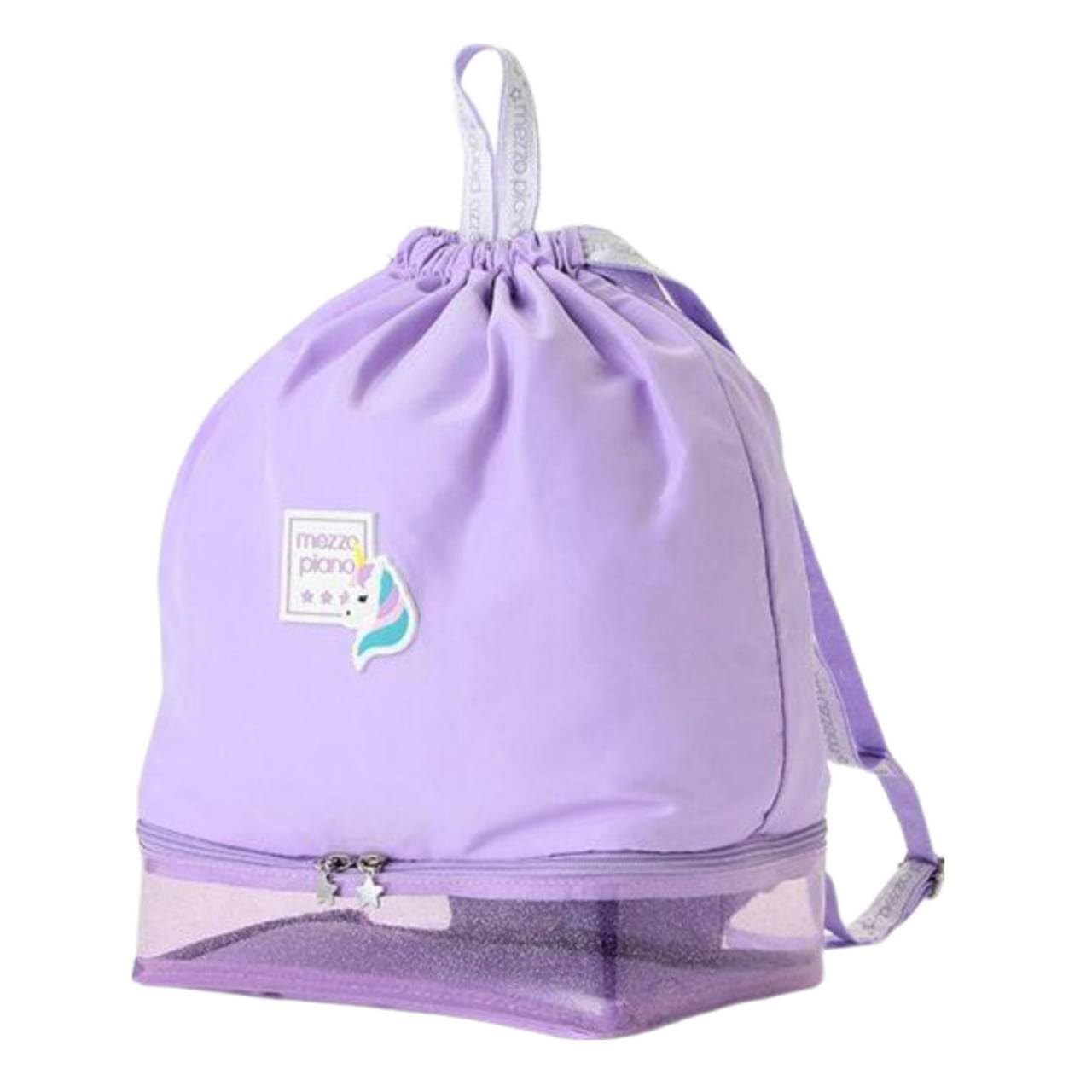 

[mezzo piano] Mezzo Piano Pool Bag Swim Knapsack Knapsack Unicorn Pattern Swim Bag Purple Unicorn Girl 2 Layers Authentic