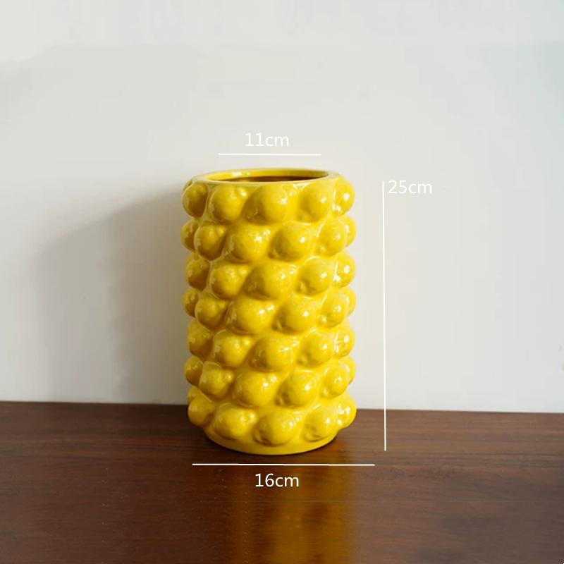 Lemon Ceramic Vase, Three-dimensional Relief Art