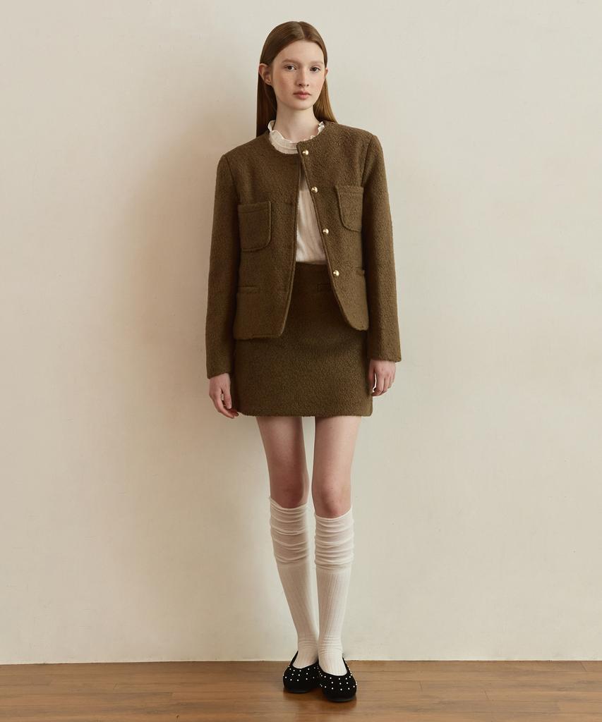 ADAUL Teddy Boucle Tweed Mini Skirt - Brown